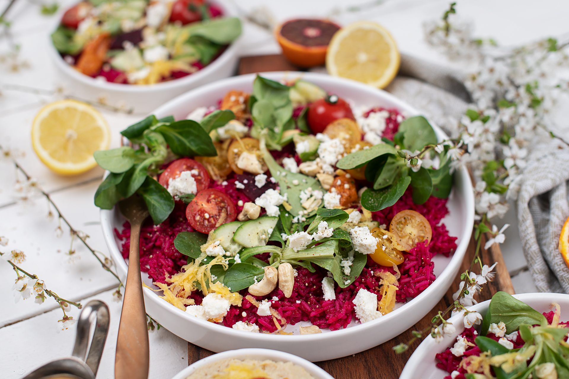 Superfood Roter Rüben Salat mit Feta und Teedressing