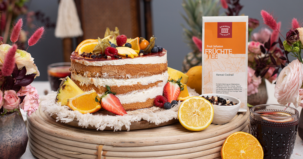 Tropische Joghurtmousse-Torte mit Hawaii-Tee